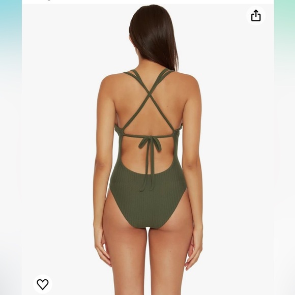 NWT Becca by Rebecca Virtue Line in The Sand Lainey Textured Rib Plunge One-Piec - Picture 5 of 12